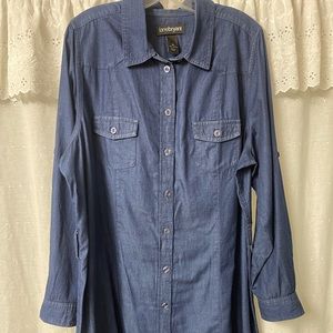 Denim button-front dress